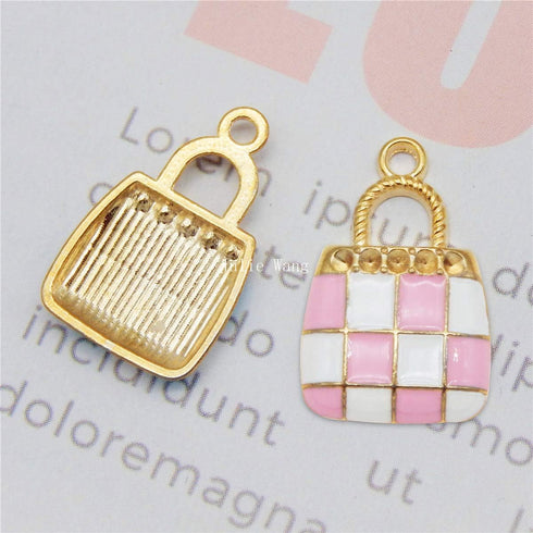 Julie Wang 60Pcs Mixed Enamel Alloy Women Fashion Purse Charm Black Blue Pink for Keychain Bracelet Jewelry Making Craft DIY Accessory...