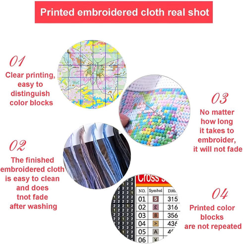 Xinpinzhou 11ct Cross Stitch Kits, 11 CT Funny Pre Printed Counted Stamped Cross Stitch Embroidery Needlepoint Needlework Bouquet of Flowers Patte...