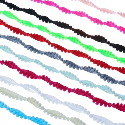 Yalulu 10 Yards Mini Pom Pom Trim Ball Fringe Ribbon Tassel DIY Sewing Accessory Lace for Home Party Decoration,1cm Width (White)...