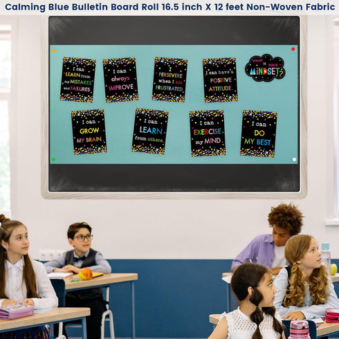 Calming Blue Bulletin Board Roll Non-woven Fabric 16.5 in X 12 ft Fun Size for Classroom Decor Decorations Greater Than Paper Back to School Teach...