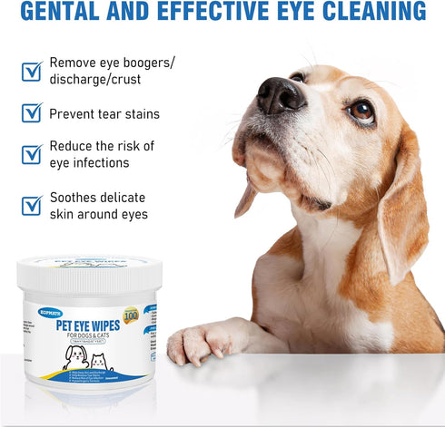 Dog Eye Wipes, Tear Stain Remover for Dogs, Big & Thick Cat Eye Wipes for Dogs, Mild Ingredient,Texturized & Presoaked Pet Eye Cleaner Pad for Dis...