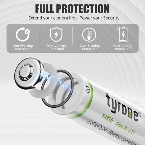 tyrone 14430 3.2 Volt Rechargeable Solar Light Battery,3.2V 450mAh 14430 Rechargeable Battery for Outdoor Garden Light, Solar Panel Light, Tooth B...