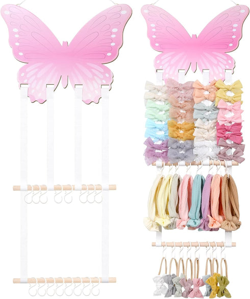 POVETIRE Headband Holder Bow Holder for Girls Hair Bows,Butterfly Hair Accessories Organizer Storage Wall Hanging Display for Nursery Toddler Girl...