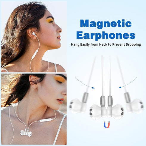 USB C Wired Headphones for Samsung Galaxy S24 S23 Ultra S22 S21, HiFi Stereo Type C Earbud Magnetic Earphone Microphone Volume Control for Apple i...