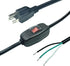 10FT 18 Gauge 3 Prong AC Power Cord Cable with ON/OFF Switch, Pigtail (Open End Wiring), NEMA 5-15 Plug SJTW 18AWG 10A125VAC...