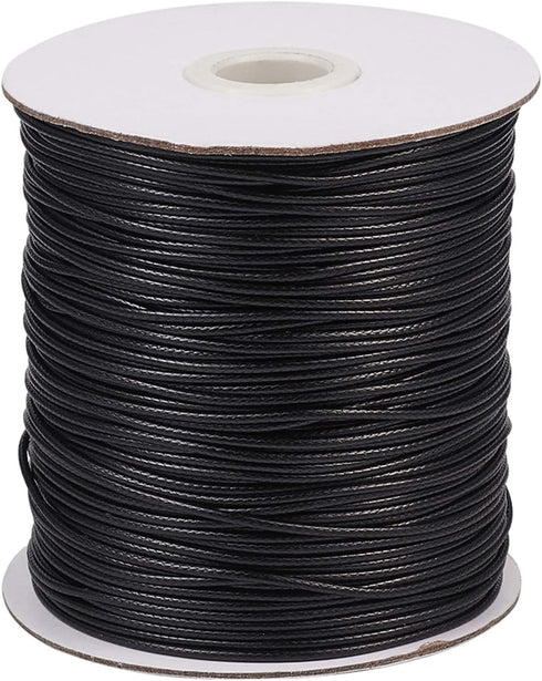 200 Yards 1.5mm Waxed Polyester Cord Thread Black Korean Braided Beading Cord Bracelet Necklace Wire Thread with Spool for Jewelry Craft Making Ma...