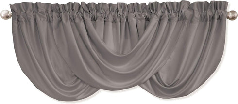 Lush Decor Lucia Elegant Waterfall Valance for Living Room Kitchen, and Bedroom, Soft Polyester Window Curtain, Single -Gray (42"W x 18"L)...
