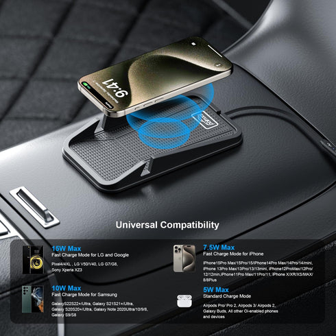 Wireless car Charger, Polmxs Fast Wireless Charger Charging pad No-Slip Wireless Phone Charger for car Cell Phone Cordless Charger Holder Wireless...