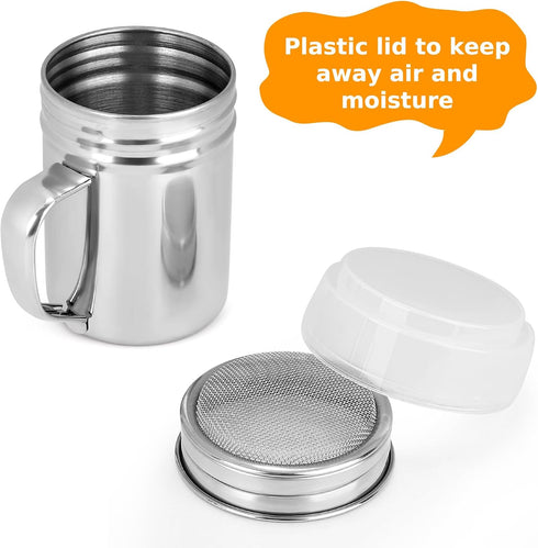Accmor 2pcs Powdered Sugar Shaker Duster with Handle, Cinnamon Shaker Flour Sifter, 7oz Stainless Steel Fine Mesh Dredges Shakers for Cinnamon Flo...