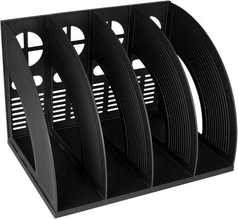 SAYEEC Sturdy Magazine Holder 4 Compartments Plastic Desktop File Organizer File Dividers Office Organizer Storage Document Magaizne Rack Display ...