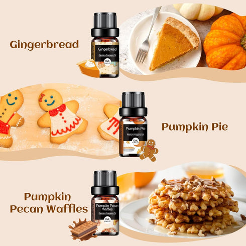 Bakery Essential Oils Set - Fragrance Oil for Diffusers for Home, Candle Making - Pumpkin Pie, Coffee Cake, Gingerbread, Cherry Cheesecake Aromath...
