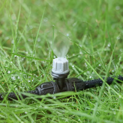 1/4 Inch Drip Irrigation Misting Nozzles Fittings, 30 Pieces Three-Way Atomizing Nozzle with Anti-leak Locked Barbed Irrigation Connector for 1/4 ...