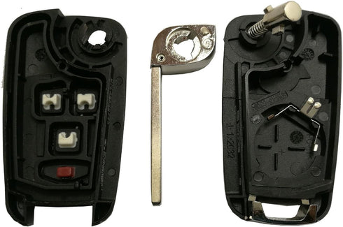 Key Fob Case Shell Fit for GMC Chevrolet Chevy Equinox Sonic Trax Terrain 4 Buttons Replacement Flip Folding Smart Car Key Fob Cover with Uncut Bl...