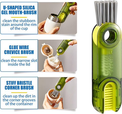 3 in 1 Tiny Bottle Cup Lid Detail Brush Straw Cleaner Tools Multi-Functional Crevice Cleaning Brush, Cleaning Brush for Bottles Clean Brushes for ...