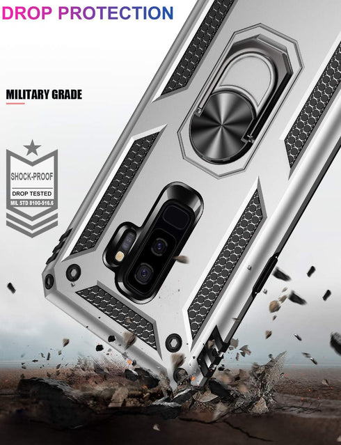 LUMARKE for Galaxy S9+ Plus Case,Pass 16ft. Drop Tested with Magnetic Ring Kickstand Compatible with Car Mount Holder,Military Grade Protective Ph...