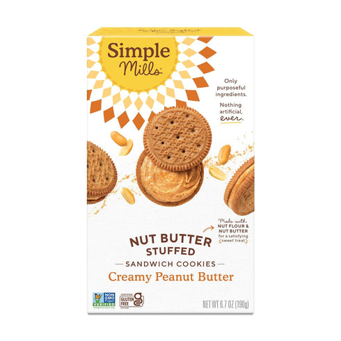 Simple Mills Creamy Peanut Butter Sandwich Cookies - Gluten Free, Vegan, Healthy Snacks, 6.7 Ounce (Pack of 1)...