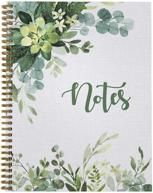 Softcover Abundant Greenery 8.5" x 11" Spiral Notebook/Journal, 120 College Ruled Pages, Durable Gloss Laminated Cover, Gold Wire-o Spiral. Made i...