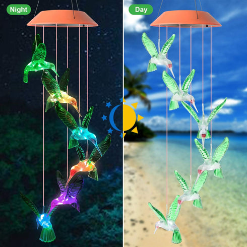 JOBOSI Hummingbird Solar Decorative Mobiles Gifts, Hummingbird Wind Chimes, Gifts for Mom, Gifts for Women,Gifts for Grandma, Garden Lawn Yard Dec...