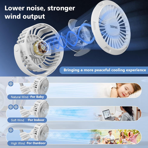 Mini Portable Baby Stroller Fan,3 Speed Personal Handheld Fan,Battery Operated Rechargeable 360° Flexible Tripod Cooling Fan, Suitable for Car Sea...