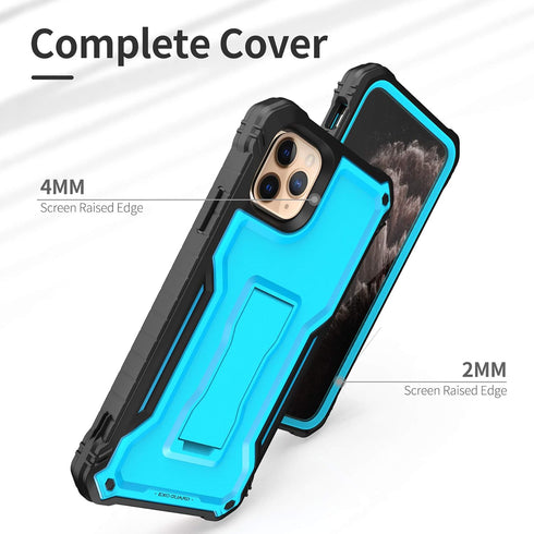 ExoGuard for iPhone 11 Pro Max Case, Rubber Shockproof Full-Body Cover Case Built-in Screen Protector with Kickstand for iPhone 11 Pro Max (Blue)...