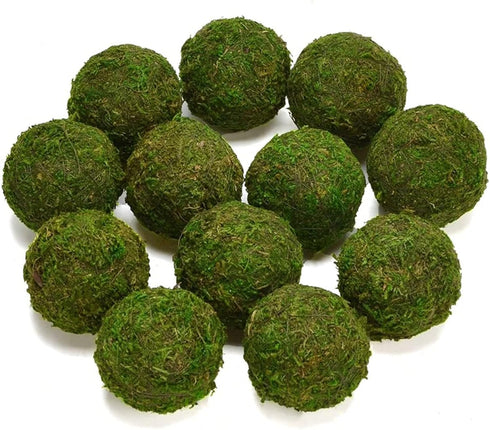 BYHER Natural Green Moss Decorative Ball,Handmade (3.5"-Set of 6)...