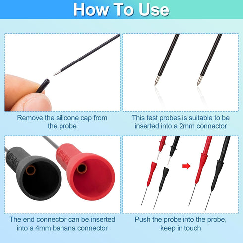 6 Pack 2mm Test Probes, 600V/10A Non-Destructive Multimeter Test Needle for Leads tl71 tl75...