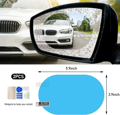 2 PCS Car Rearview Mirror Film, 3.93" x 5.7" Waterproof Mirror Films, Anti-Fogging Rear View Safe Driving Sticker Film for Most Vehicles, Universa...