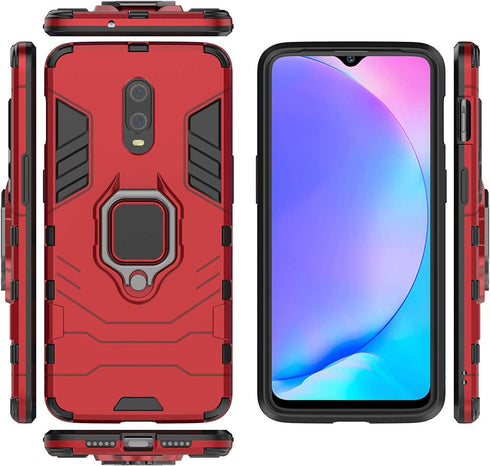 Compatible with OnePlus 7, OnePlus 6T Case, Metal Ring Grip Kickstand Shockproof Hard Bumper (Works with Magnetic Car Mount) Dual Layer Rugged Cov...
