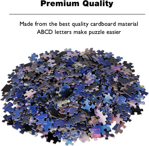 Jigsaw Puzzles 500 Pieces for Adults Romantic Pinwheel Night Sky Train Sea Beach Aurora Stars Kids Educational Toys Gifts for Teen Challenging Puz...