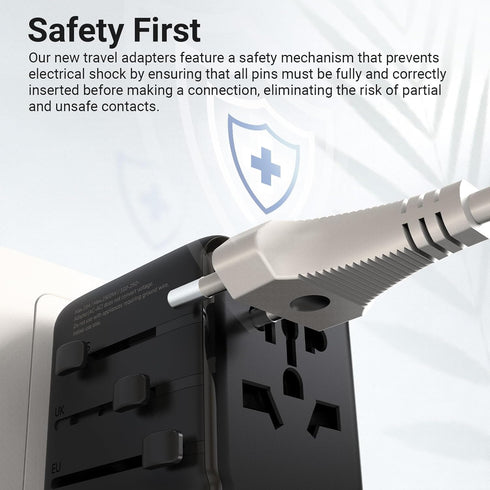 MINIX 35W Universal Travel Adapter 6 in 1 European Travel International Power Plug Adapter Max 3 USB C 2 USB A Ports All-in-One Worldwide Wall Cha...