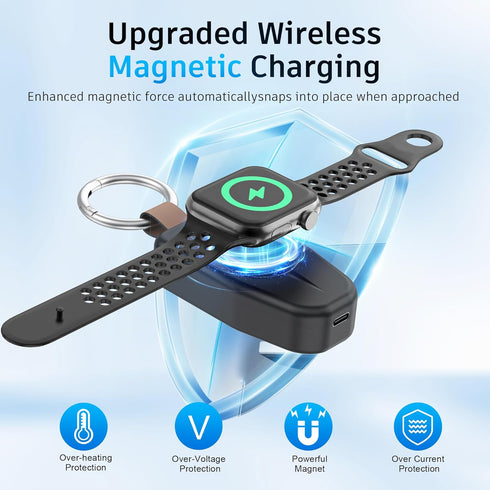 Portable Charger for Apple Watch,2000mAh Power Bank with Magnetic iWatch Charger,Compact Wireless iPhone Watch Charger Keychain Style Travel Essen...