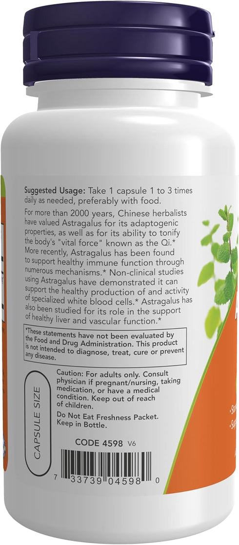 NOW Immune Support Supplements, Astragalus Extract 500 mg (Standardized to 70% Polysaccharides), 90 Veg Capsules...