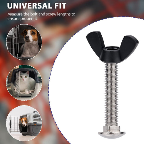 Pet Carrier Metal Fasteners, 10pcs M6 Stainless Steel Replacement Bolts and 10pcs Plastic Butterfly Nuts for Repairing Pet Boxes Pet Carrier Repla...