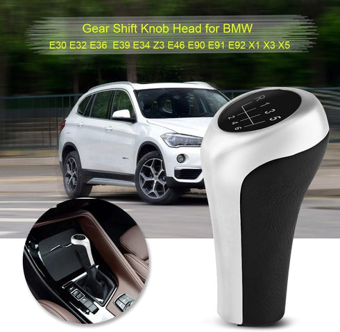 Qiilu Manual Gear Knob 6 Speed Shift Knob MT Gear Shifter Lever Stick for E30 E32 E36 E46 E39 E34 Z3 E90 E91 E92 X1 X3 X5...