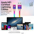 LAX Gadgets USB A to Lightning Cable - Apple MFI Certified Rainbow Lightning Cable Fast Charging Cable for Latest iOS Including iPhone,iPad, iPod ...