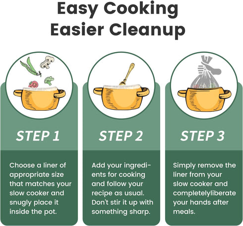 KOOC Slow Cooker Liners 11"x17" 30 count Middle Size Disposable Pot Liners Cooking Bags Fit 3 qt to 4 qt Pot BPA Free Fresh Locking Seal Design...
