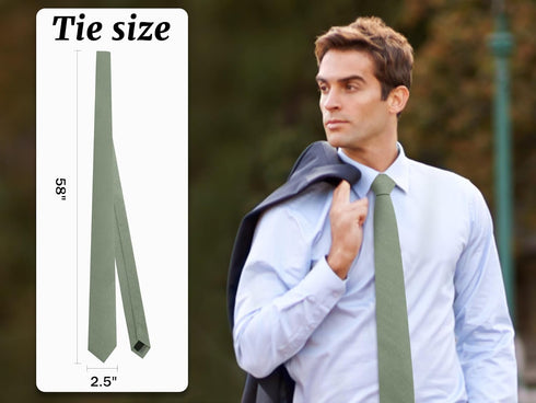 Sage Green Ties for Men 2.5'' Cotton Skinny Tie Solid Color Neckites for Wedding Business Graduation Party...