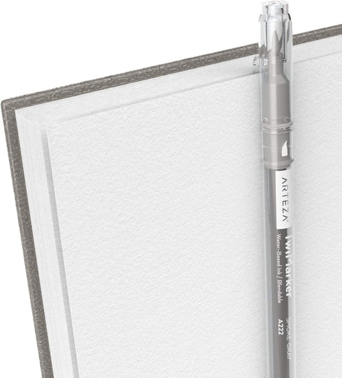 Arteza Sketch Book, 9x12-inch Gray Drawing Pad, 100 Sheets, 68 lb 100 GSM, Hardcover Drawing Book, Spiral-Bound Sketch Pad for Pencils, Charcoal, ...