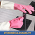 BOOMJOY Latex Cleaning Gloves, Heavy Duty Dishwashing Gloves, Reusable Medium Gloves for Kitchen, Bathroom, Gardening, Working, Pet Care - Pink-Be...