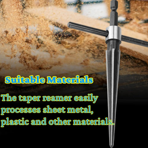 T Handle Tapered Reamer Set, 1/8"-1/2" 3/16"-5/8"Tapered 6 Fluted Chamfer Reaming Woodworker Tool for Steel Wood Alloy...