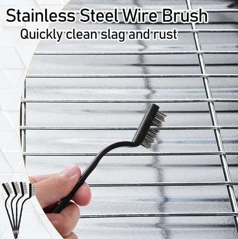 30 Pieces Mini Wire Brush,Stainless Steel Brush,Curved Handle Masonry Scratch Brush,Metal Wire Brushes for Cleaning,Wire Bristles Brush Set for Cl...