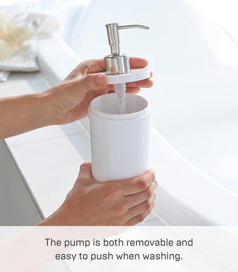 Yamazaki 2932 Tower Body Soap Dispenser Contemporary Bottle Pump for Shower, Round, White...