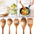 Wooden Spoons for Cooking - 5-Piece Wooden Kitchen Utensil Set made of Natural Solid Wood Material - Includes Salad Spoons, Strainer Spoon, Salad ...