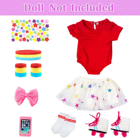 18 Inch Doll Accessories, Girl Doll Accessories, 7PC Travel Skating Sport Play Set, 18 inch Girl Doll Outdoor Sport Accessories (Not Include Doll)...