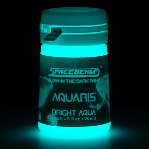 SpaceBeams Aquaris Glow in the Dark Paint (0.68 Fl Oz) Bright Aqua Glow (Light Blue/Turquoise), Non-Toxic, Water Based...