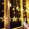 TOFU Star Curtain Lights, 108 Led 12 Stars Remote Window Curtain String Lights Plug in with 8 Flashing Modes Decoration for Christmas, Wedding, Be...