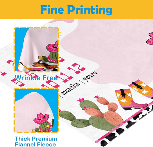 Cow Girl Baby Stuff, Baby Monthly Milestone Stuff for Newborn Baby Photo Taken - Baby Age Blanket with 2 Frame...