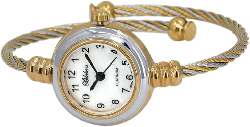 Blekon Collections Women's Cuff Watch - Round Analog Display Arabic Numbers 23mm Case Wire Bracelet Watch for Women Elegant Cable Cuff Bangle Wris...