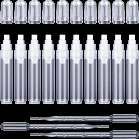 Sabary 10 Pcs Refillable Paint Markers 10 mm Empty Acrylic Markers Blank Flat Head Graffiti Markers White Fillable Paint Pen with 5 Pcs 3 ml Dropp...