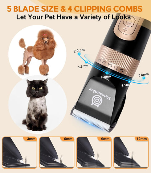 Dog Cat Clippers for Matted Hair - 4-Speed & LCD Dog Clippers for Grooming, Rechargeable for Large&Small Dogs and Cats with Thick Coats - Low Nois...